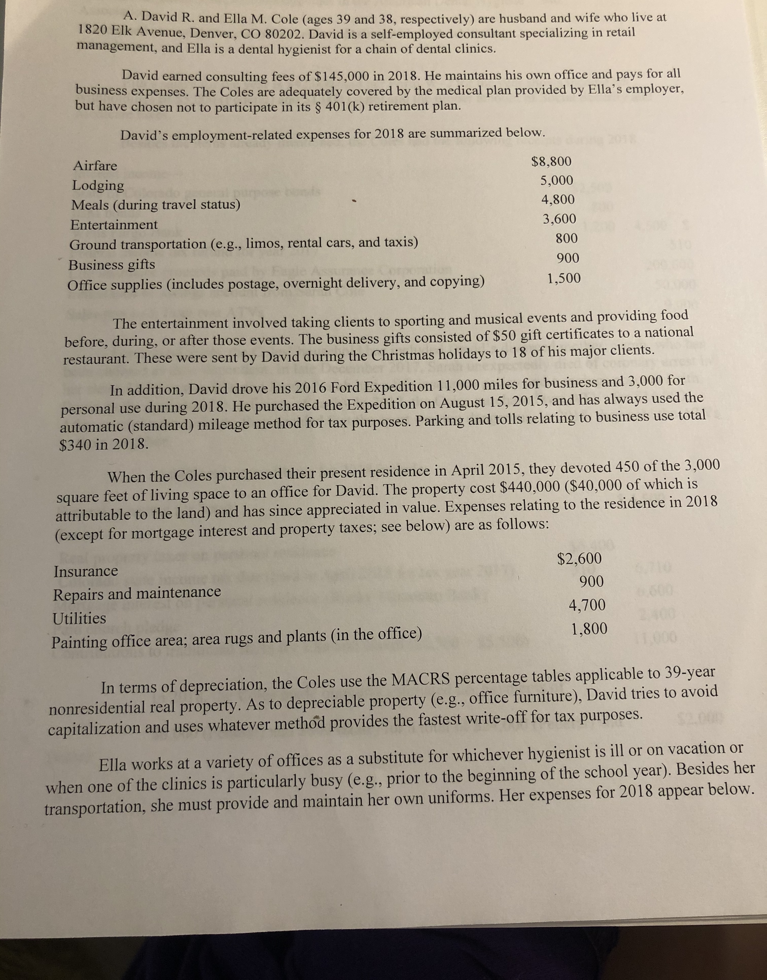 Problem is for the 2018 tax year. FORM 1040 ALSO,