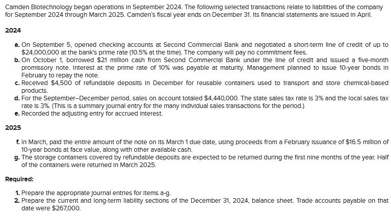 Camden Blotechnology began operations In