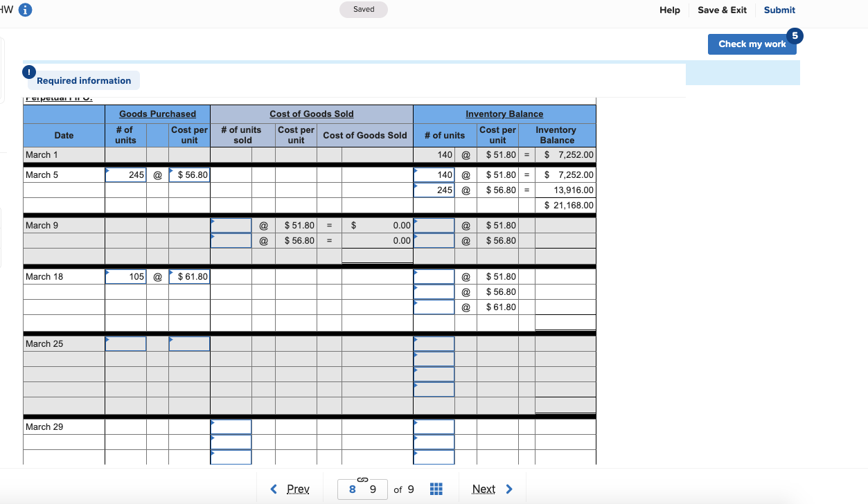 Required information Problem 5-2AA Perpetual: