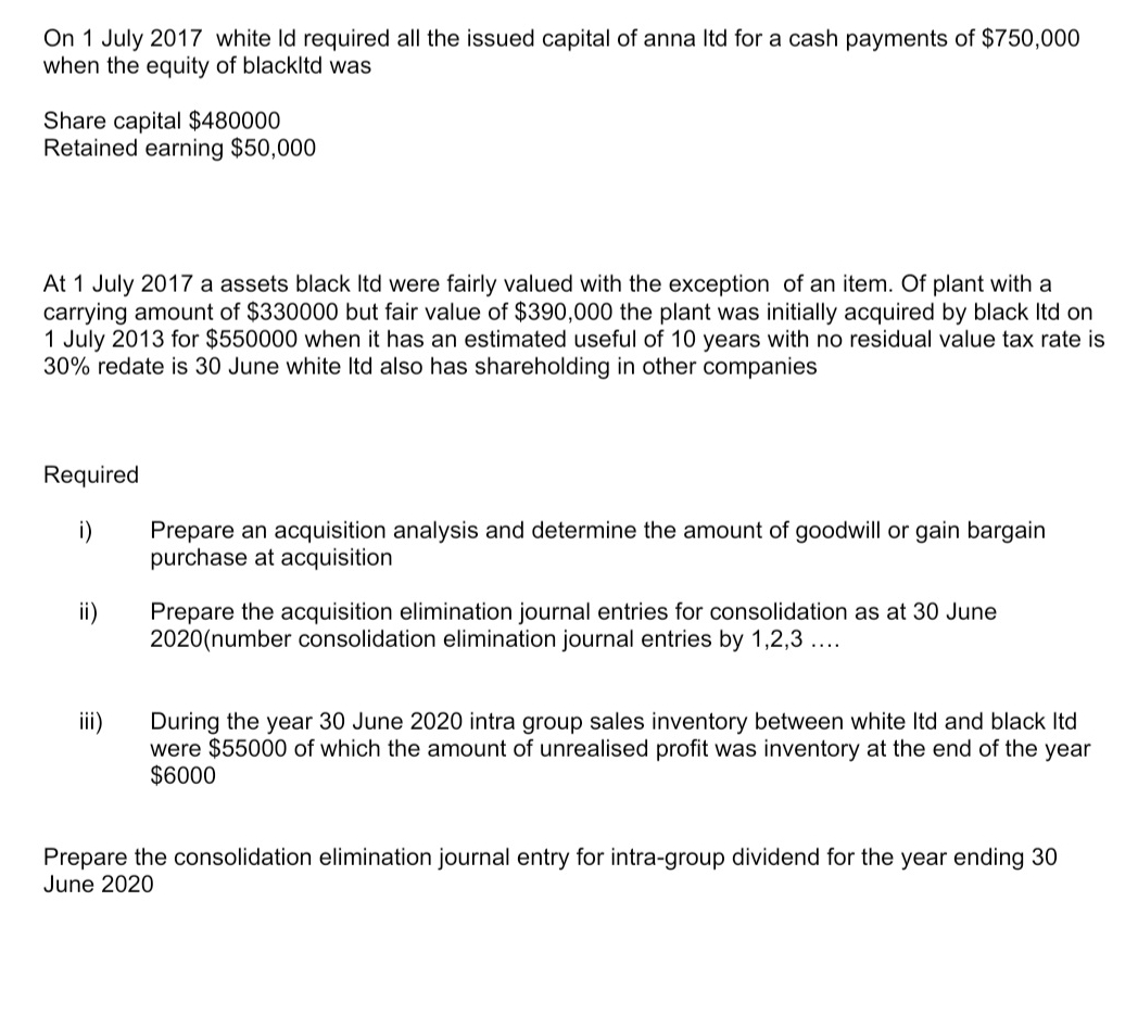 need help with this question On 1 July 201? white