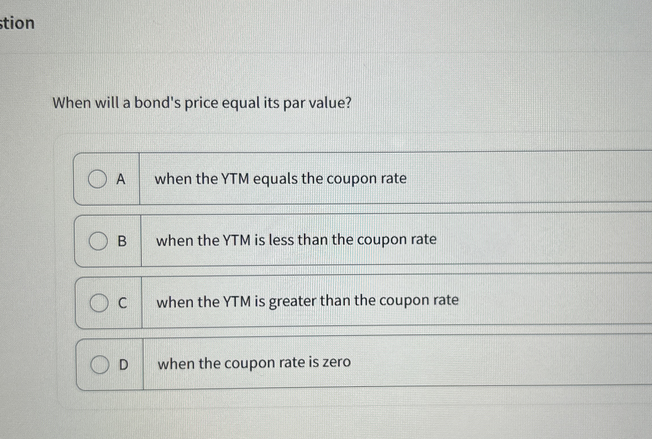 When will a bond's price equal its par value? A