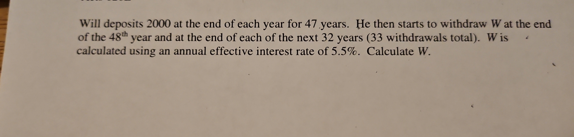 Will deposits 2 0 0 0 at the end of each year for