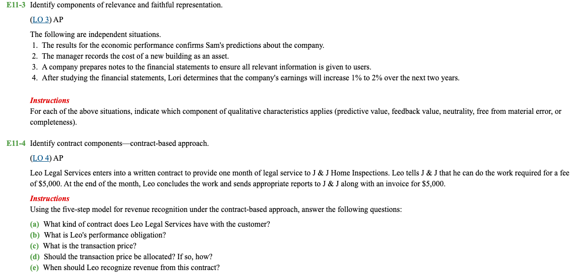 Please answer. E11-2 Identify qualitative