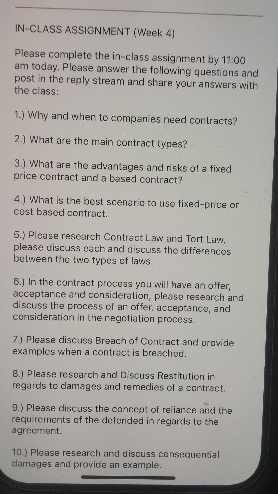 any 4 plz IN-CLASS ASSIGNMENT (Week 4) Please