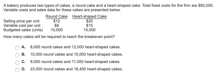 Please see the problem below. A bakery produoes