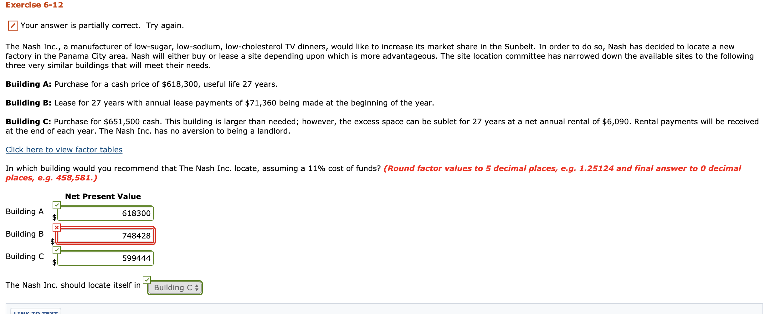 Exercise 6-12 Your answer is partially correct.