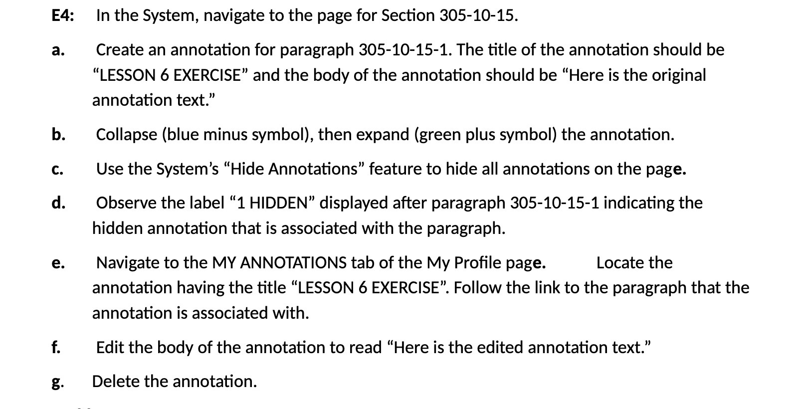 E4: In the System, navigate to the page for