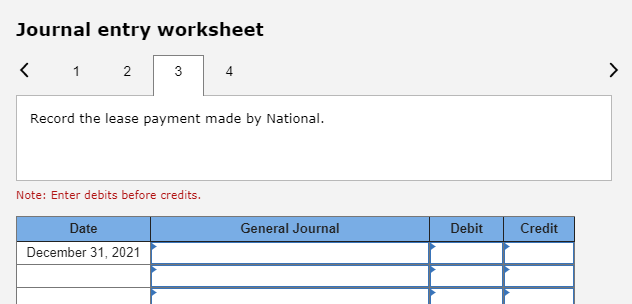 Journal entry worksheet A 2 4 Record the lease