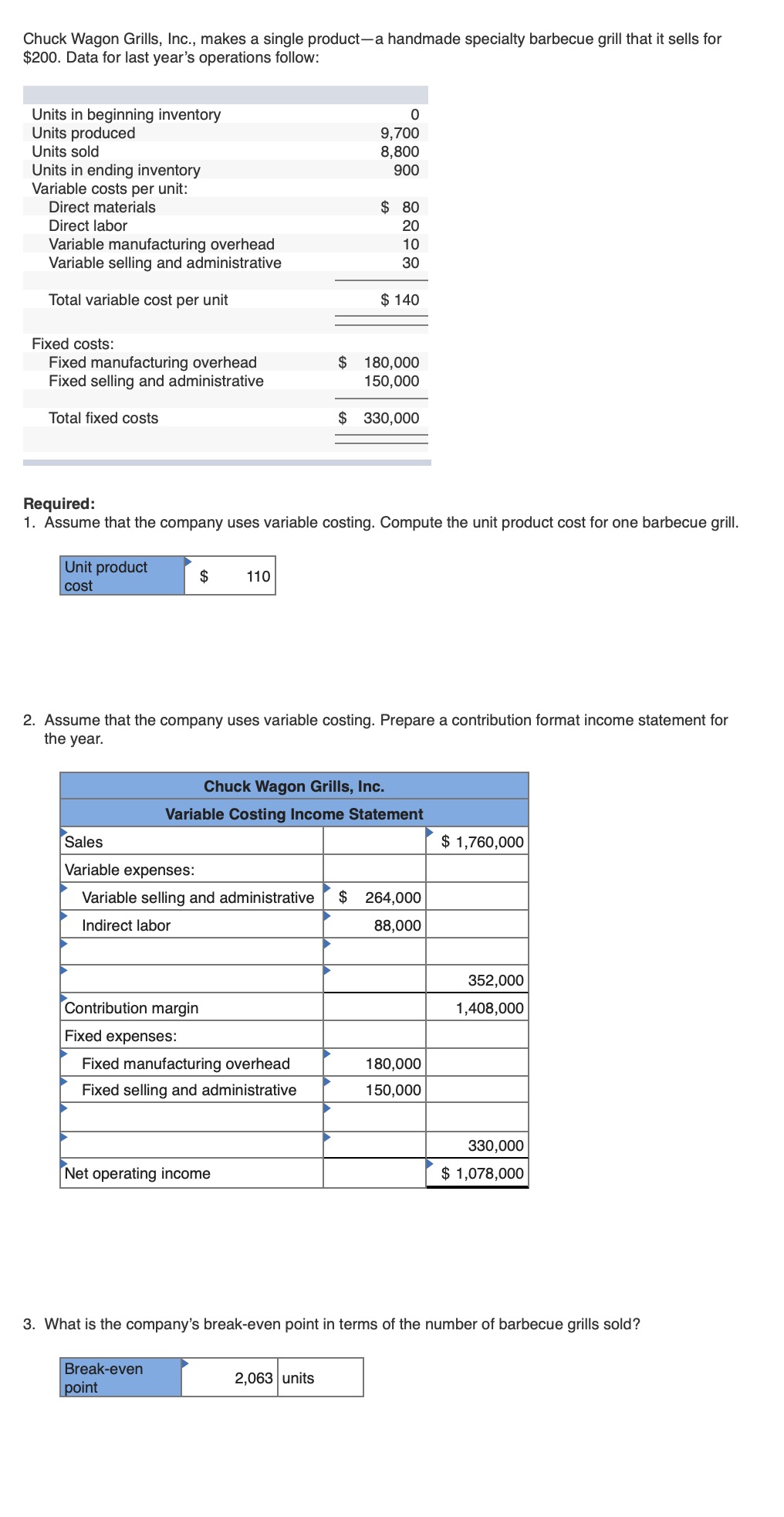 Check Variable expenses in Income Statement as