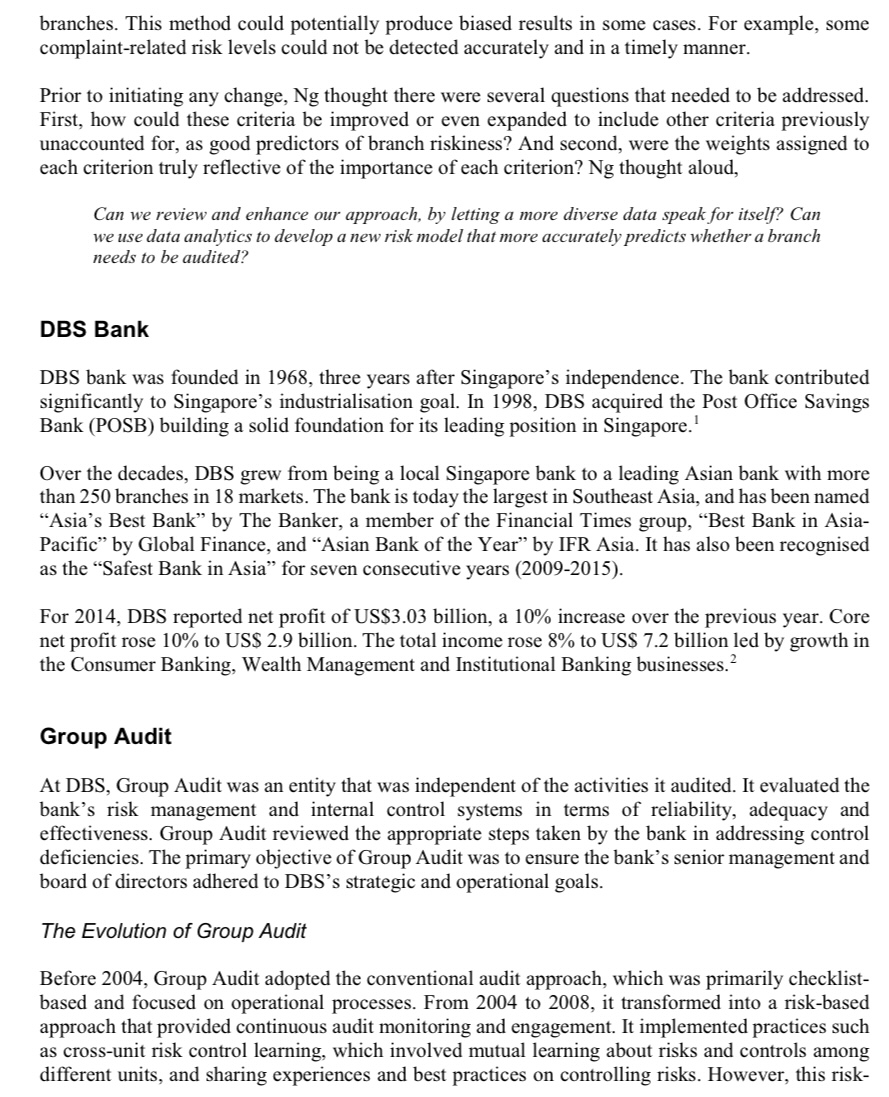 DATA ANALYTICS AT DBS GROUP AUDIT: THE FUTURE OF