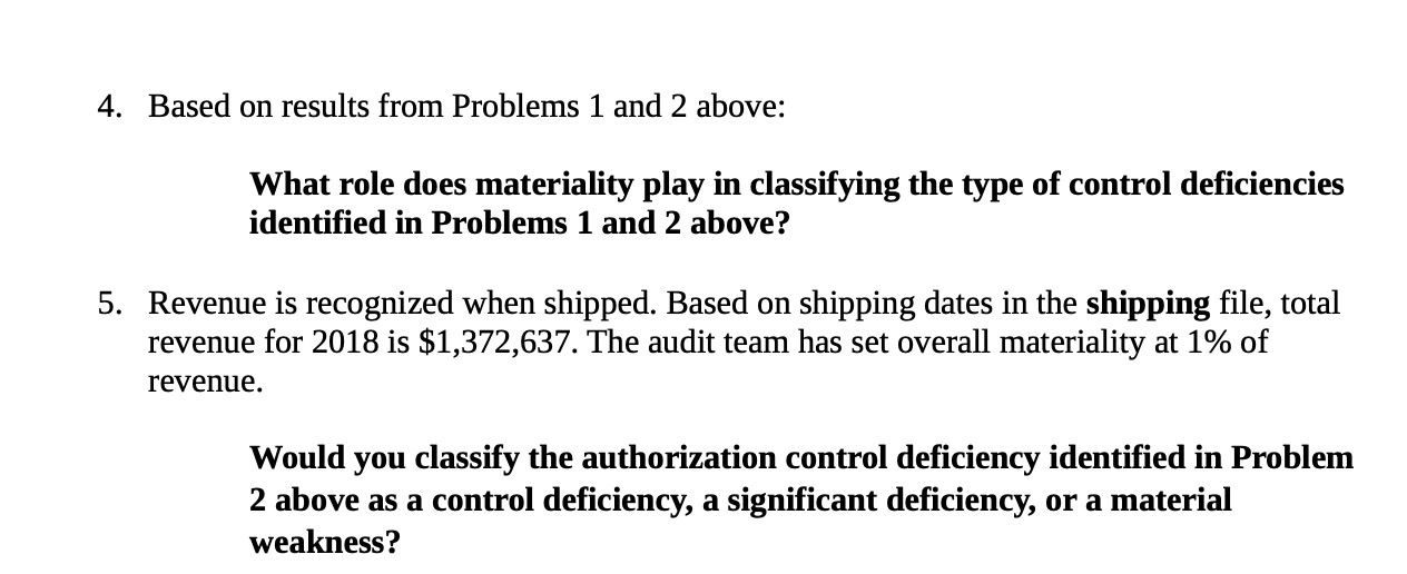 . Based on results from Problems 1 and 2 above: