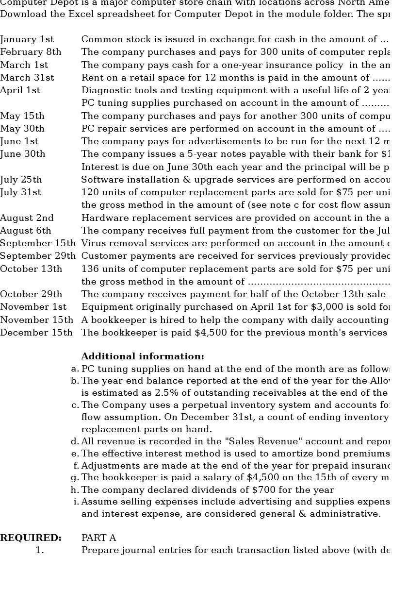 Computer Depot is a major computer store chain