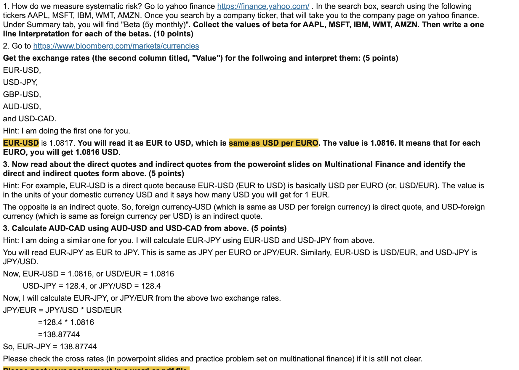 1. How do we measure systematic risk? Go to yahoo