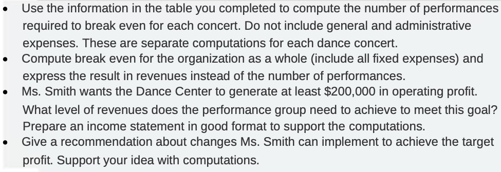 Use the information in the table you completed to