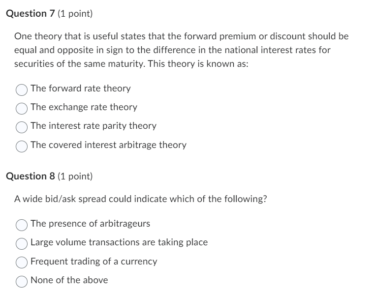 Please answer the following: Question 7 (1 point)