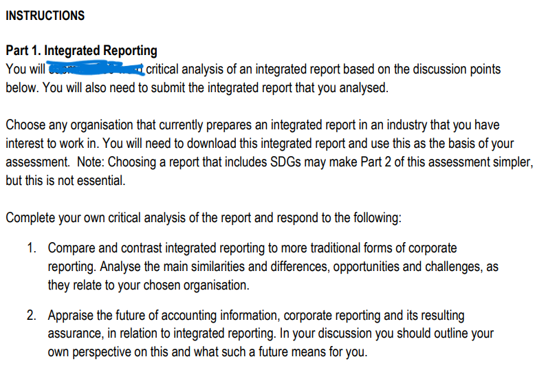 Please select an integrated report from an