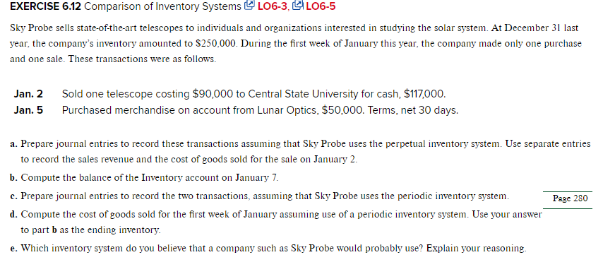Exercise 6.12 Refer back to the Accounting