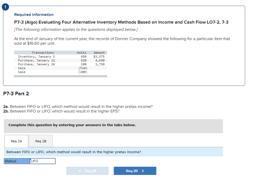 Required information P7-3 (Algo) Evaluating Four