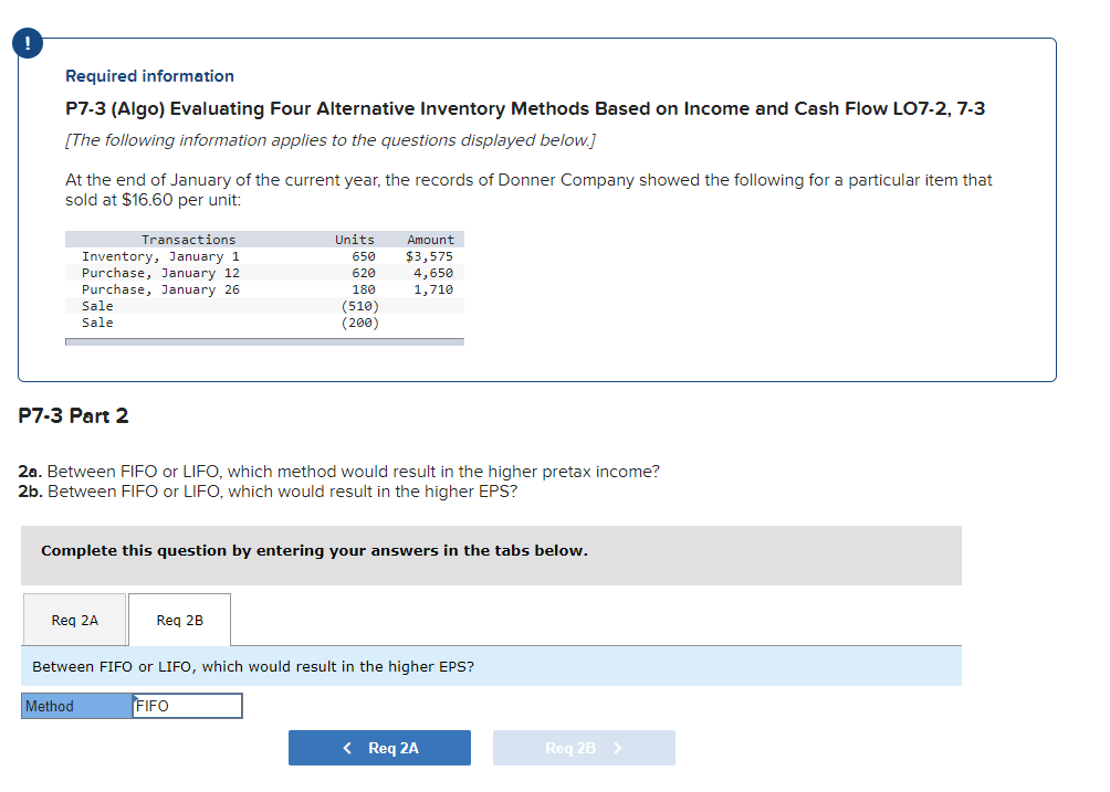 Required information P7-3 (Algo) Evaluating Four