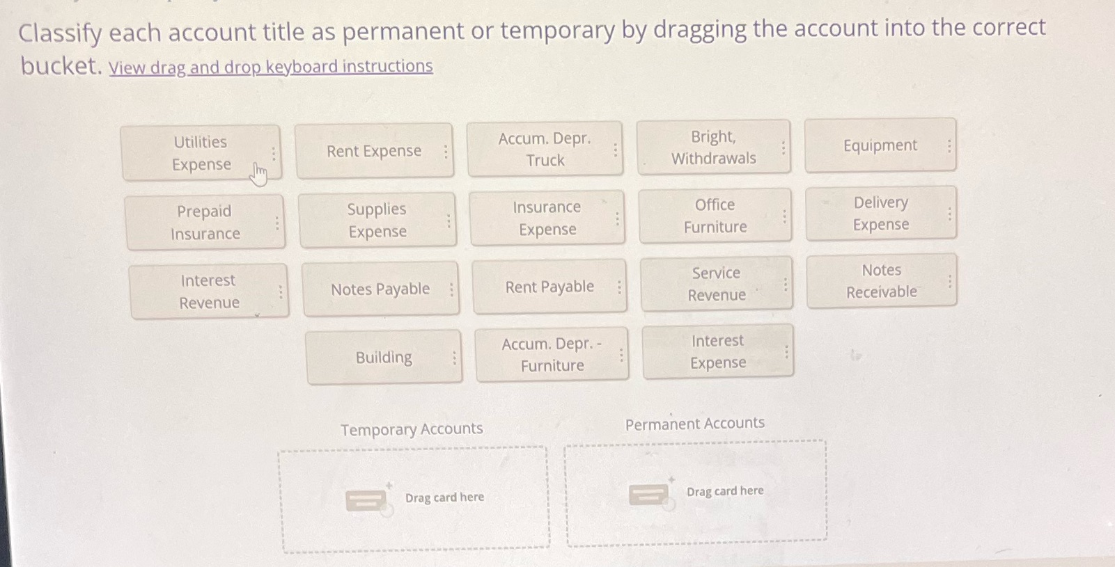 Classify each account title as permanent or