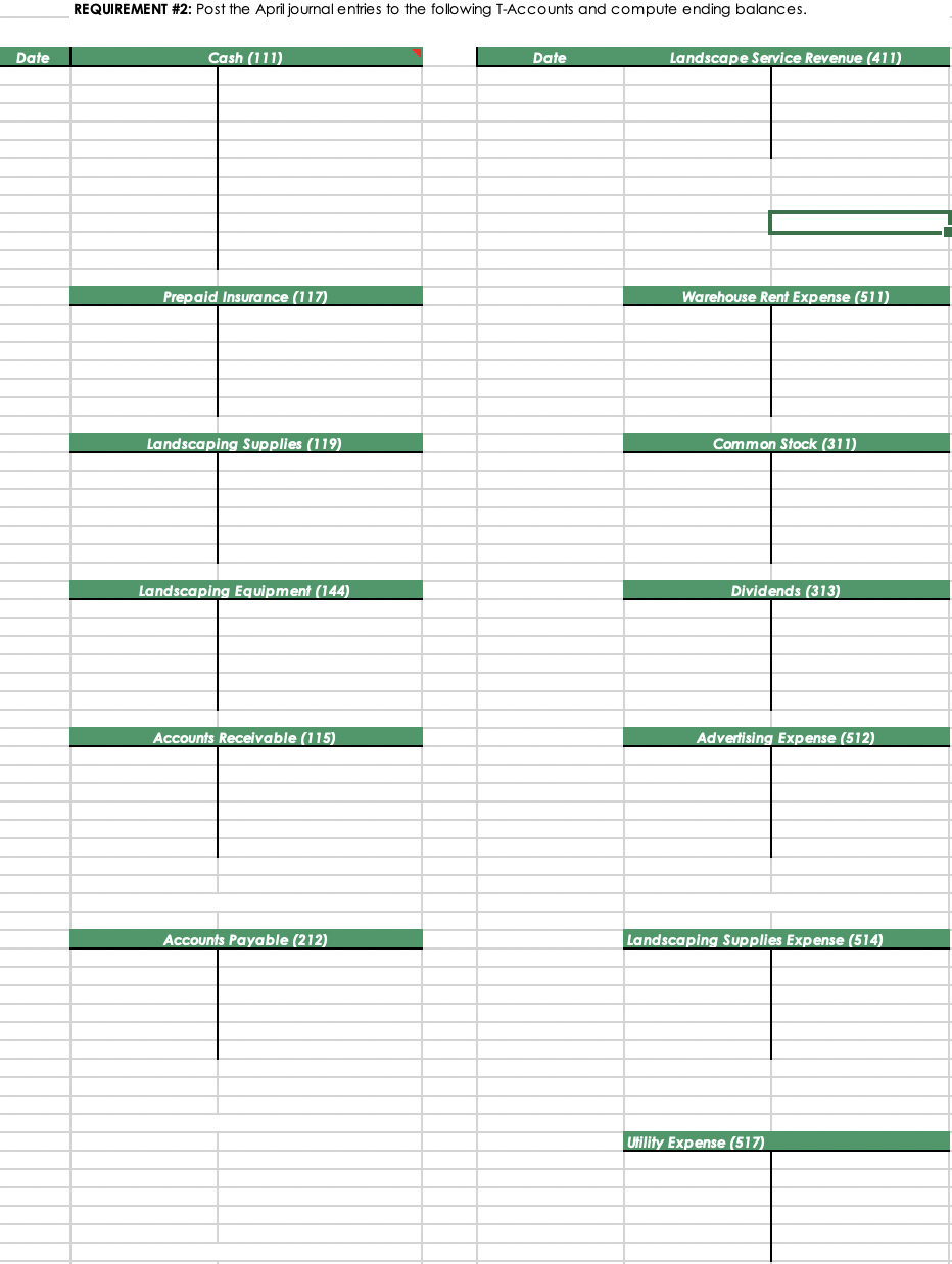 USE EXCEL TO ANSWER Prepare journal entries to
