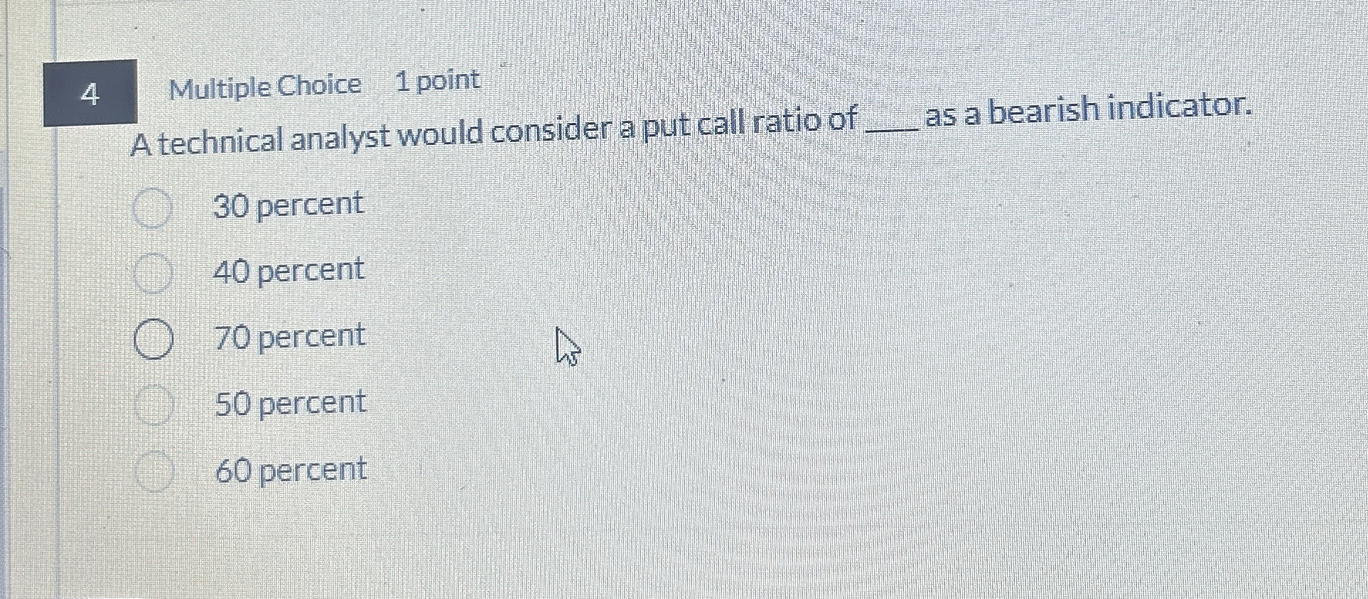 4 Multiple Choice 1 point A technical analyst