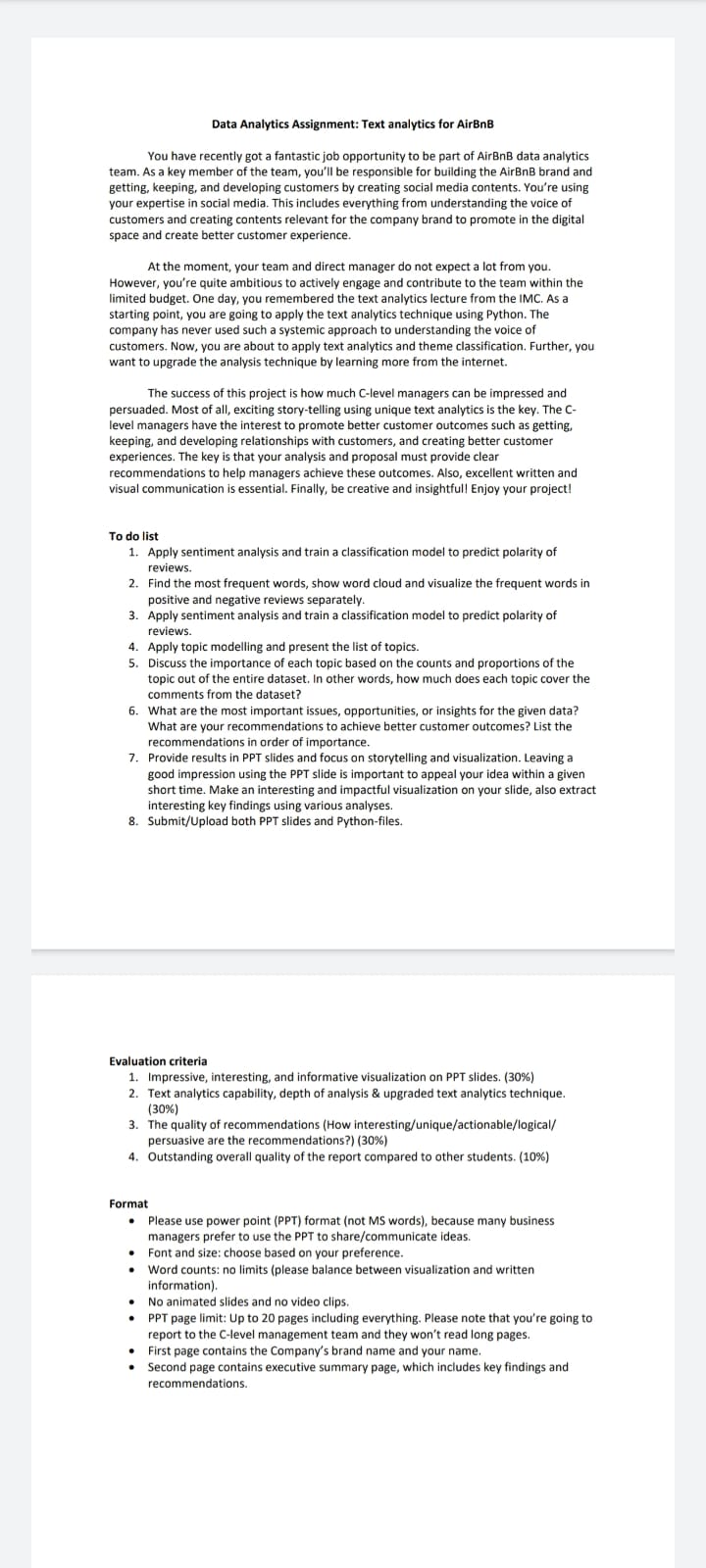 Data Analytics Assignment: Text analytics for