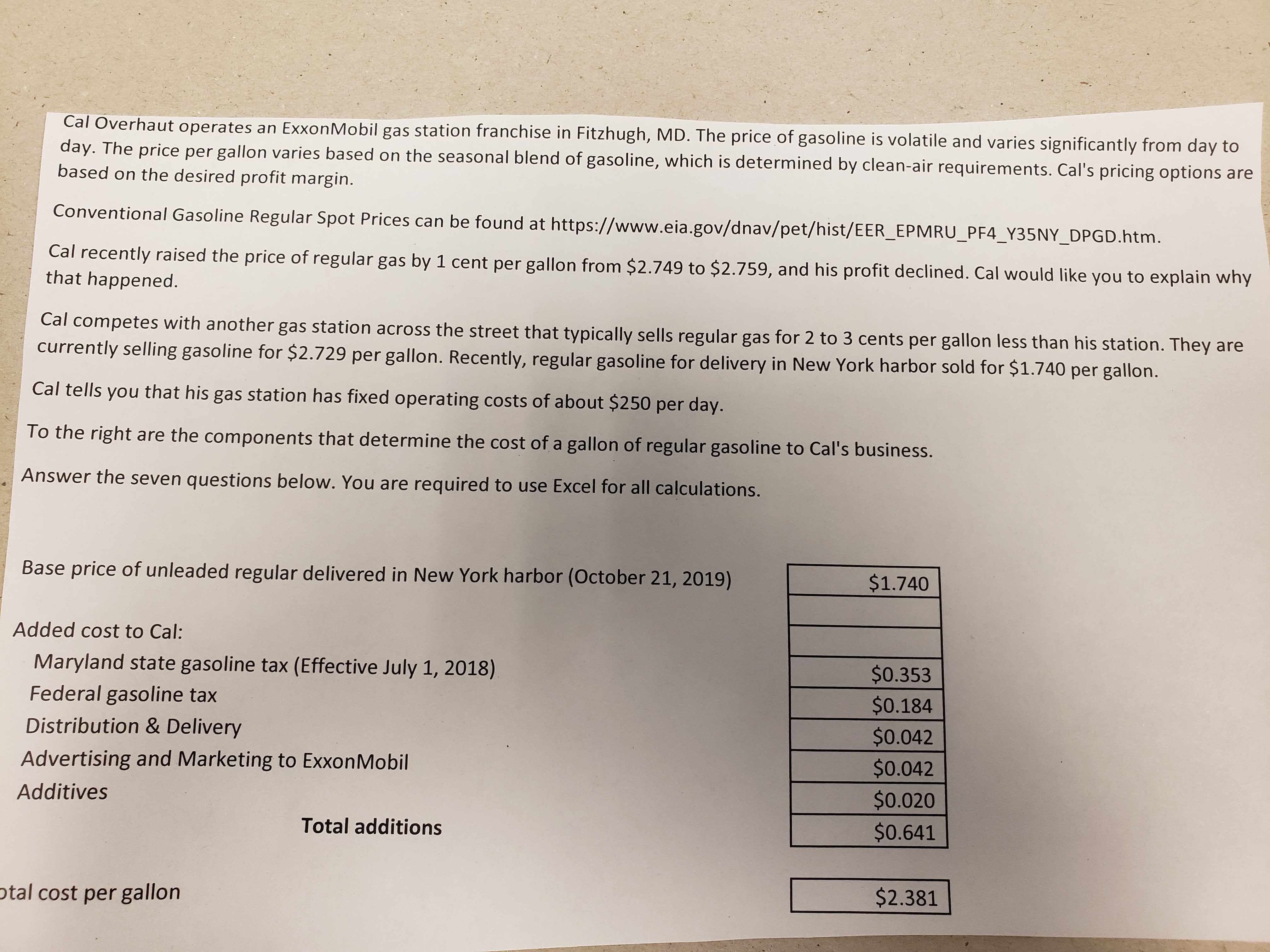 Please answer question 3 and show formulas for