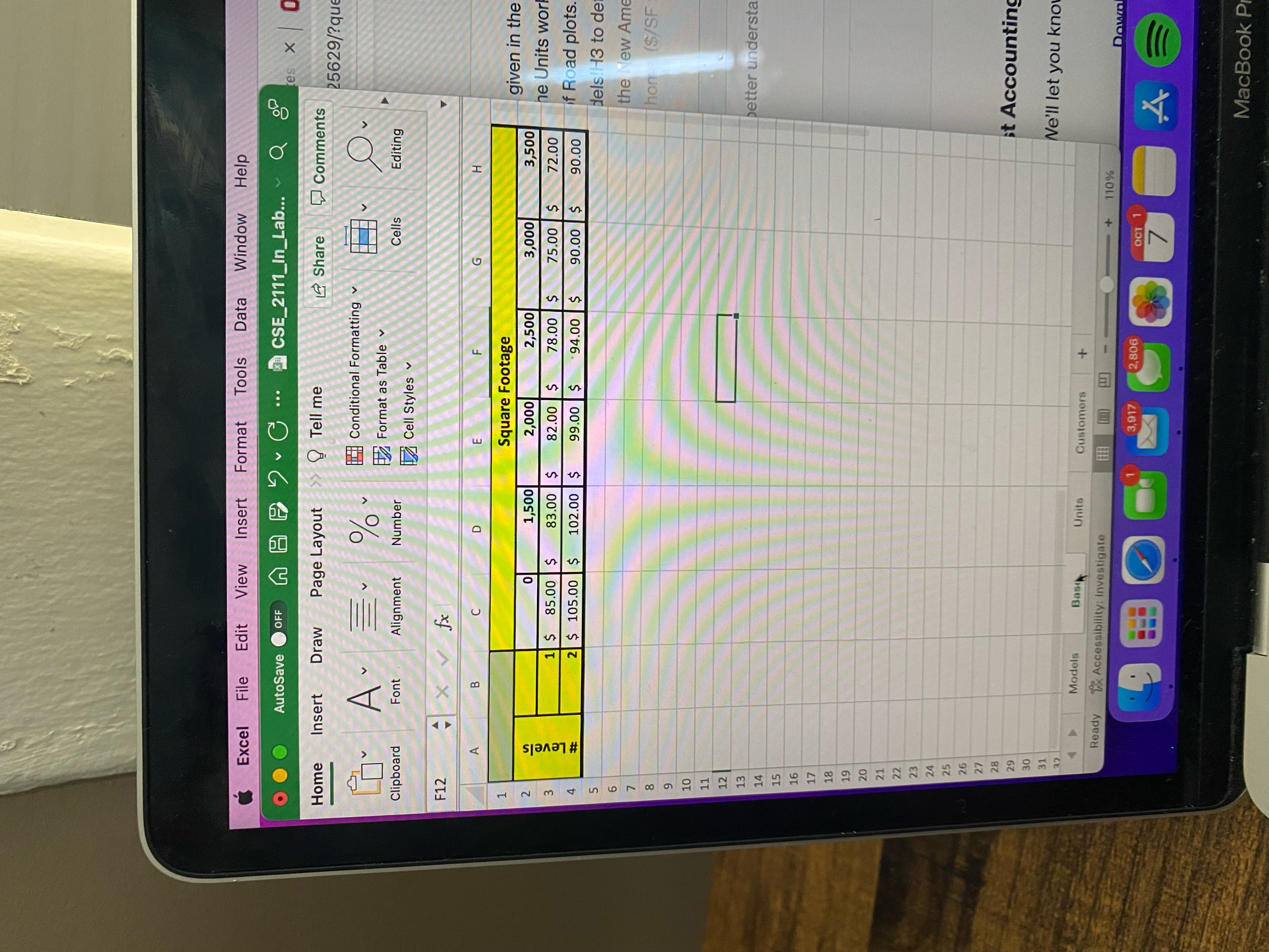 Write ann Excel formula in cell Models!H3 to