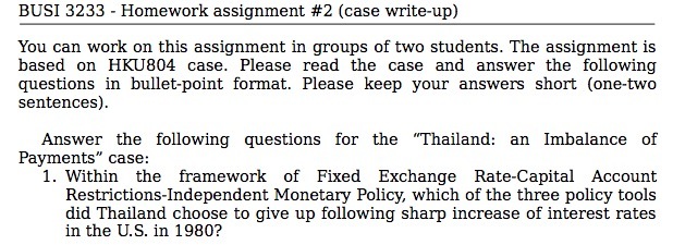 BUSI 3233 - Homework assignment #2 {case