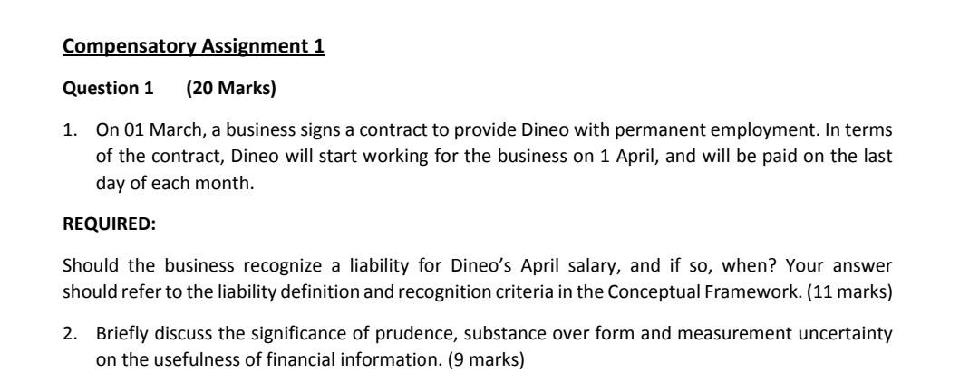 7 Comaensatom Assignment 1 Question 1 [20 Marks)