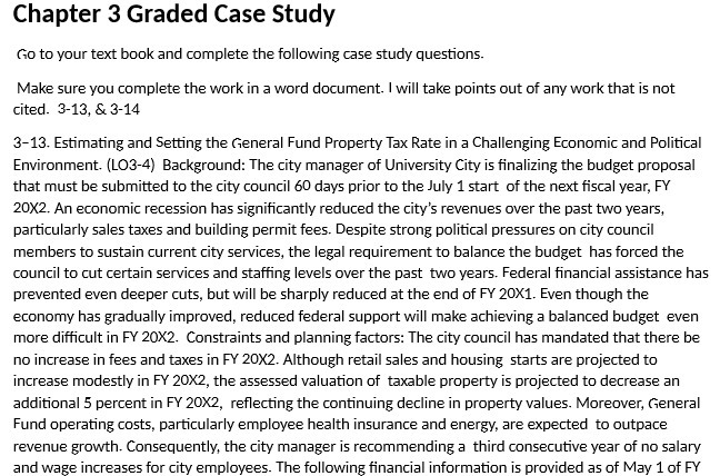 Chapter 3 Graded Case Study Go to your text book