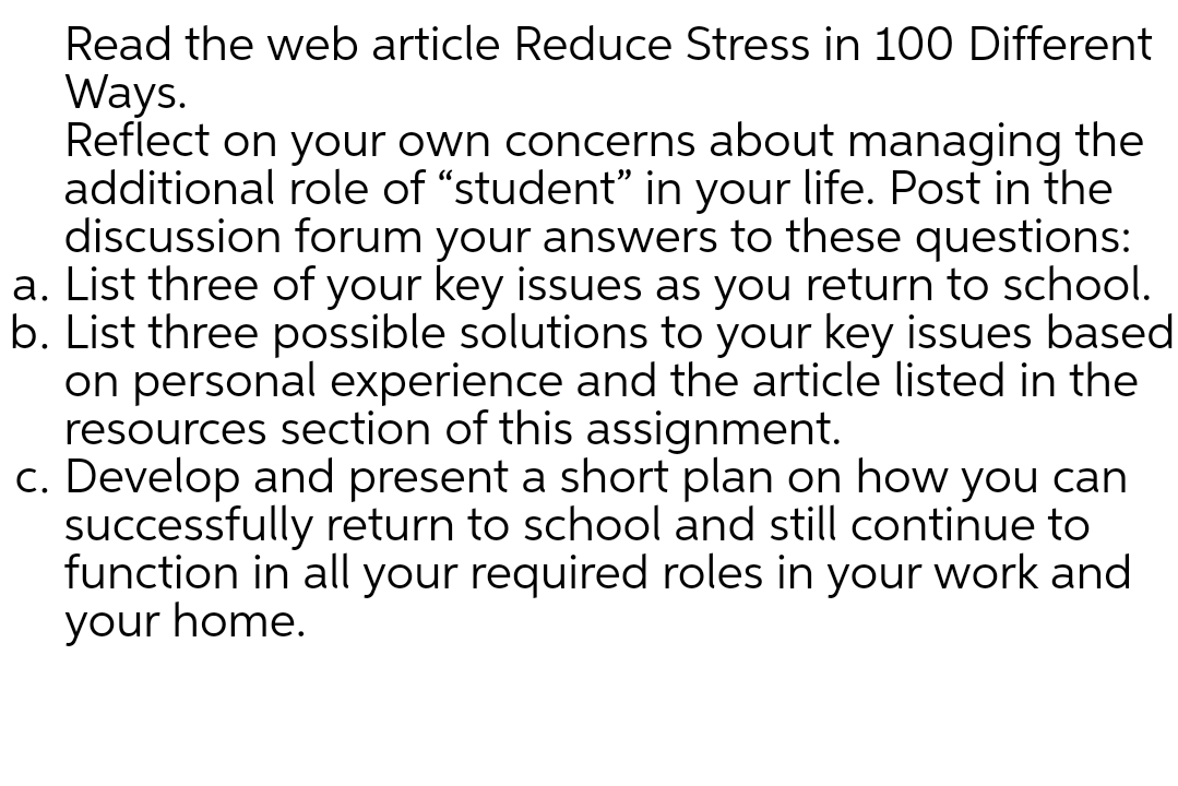 Read the web article Reduce Stress in 100