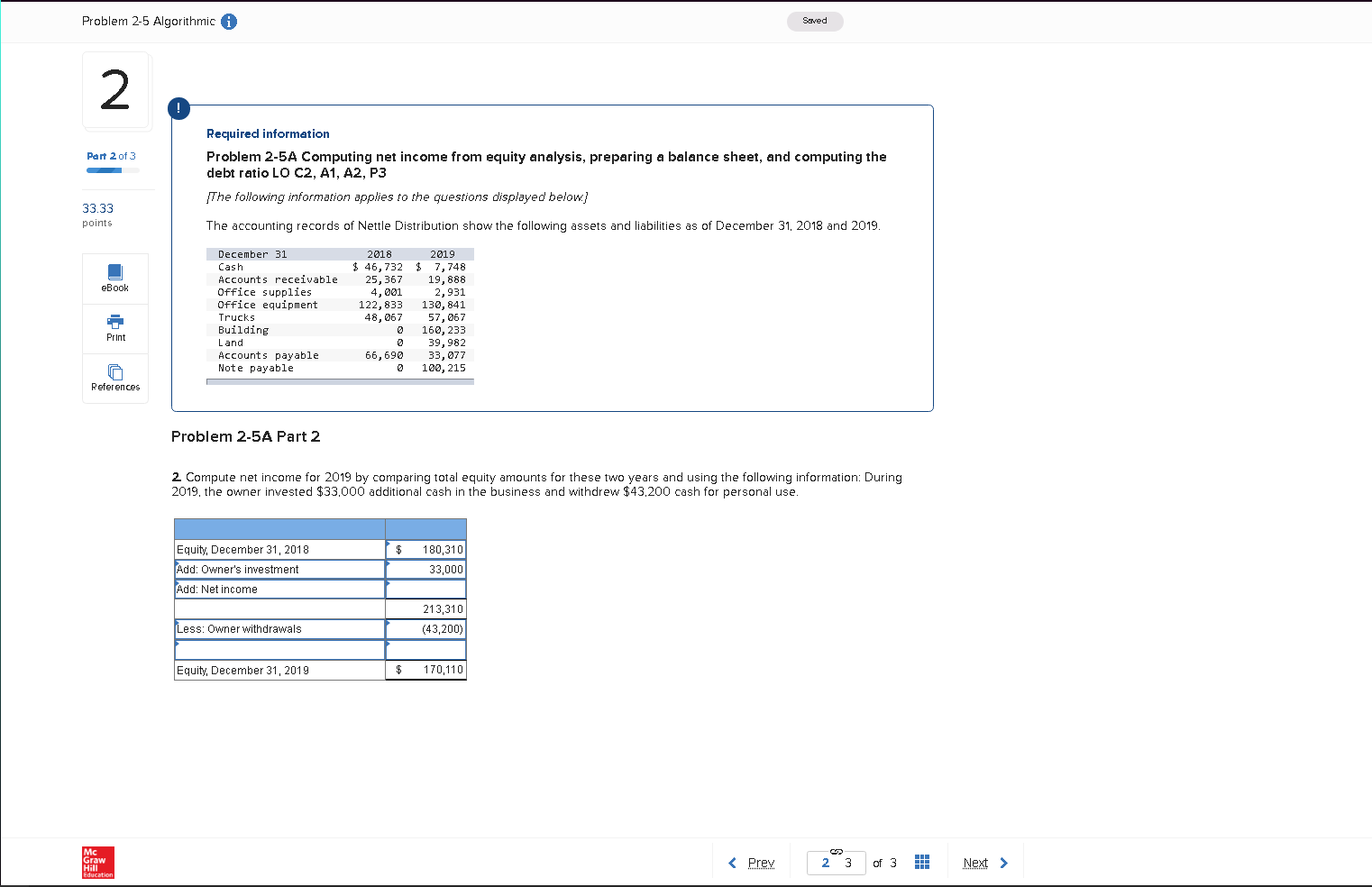 Problem 2-5 Algorithmic i Saved 2 Required