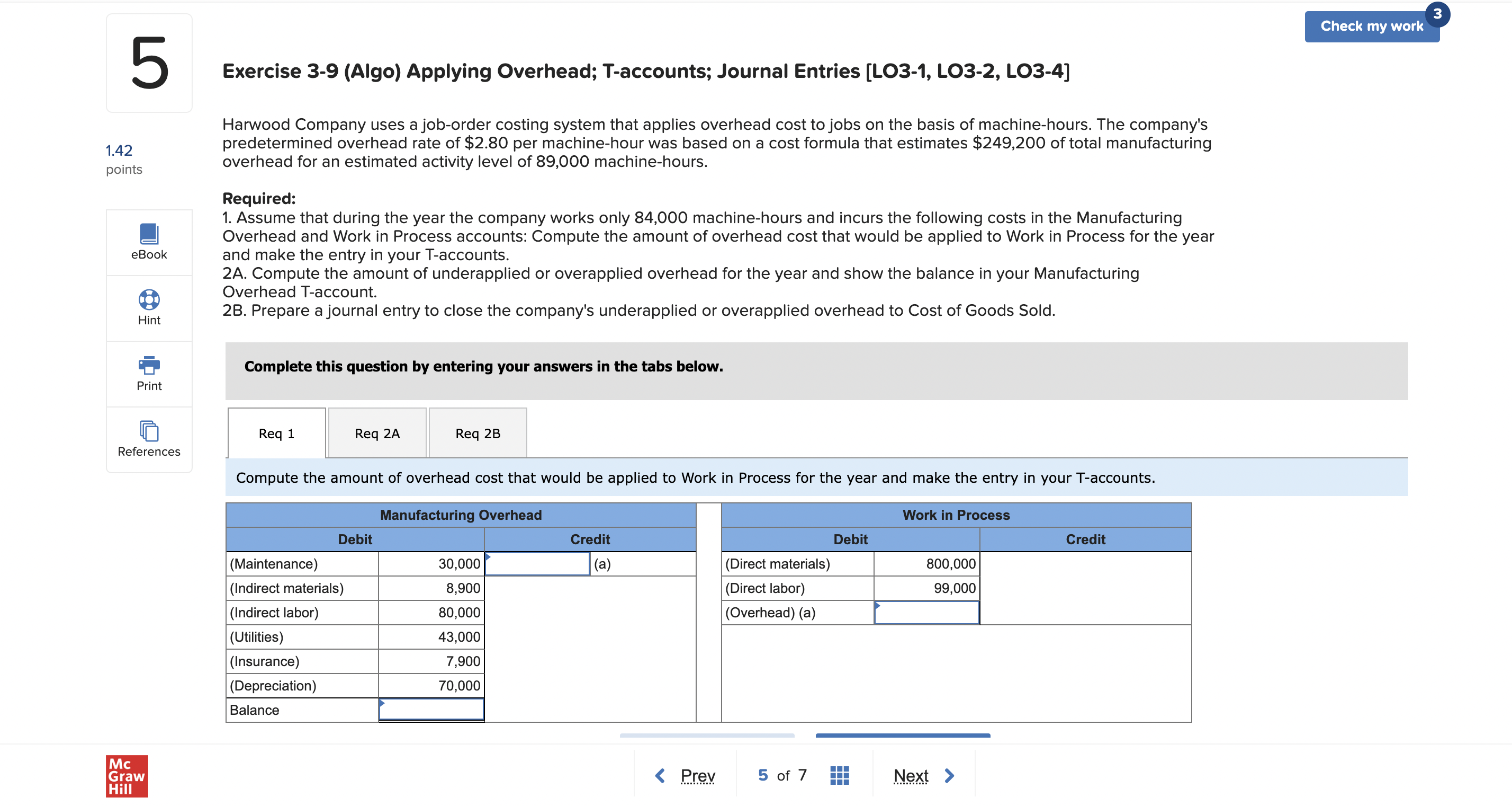 1.42 points eBook Hint Print References Exercise