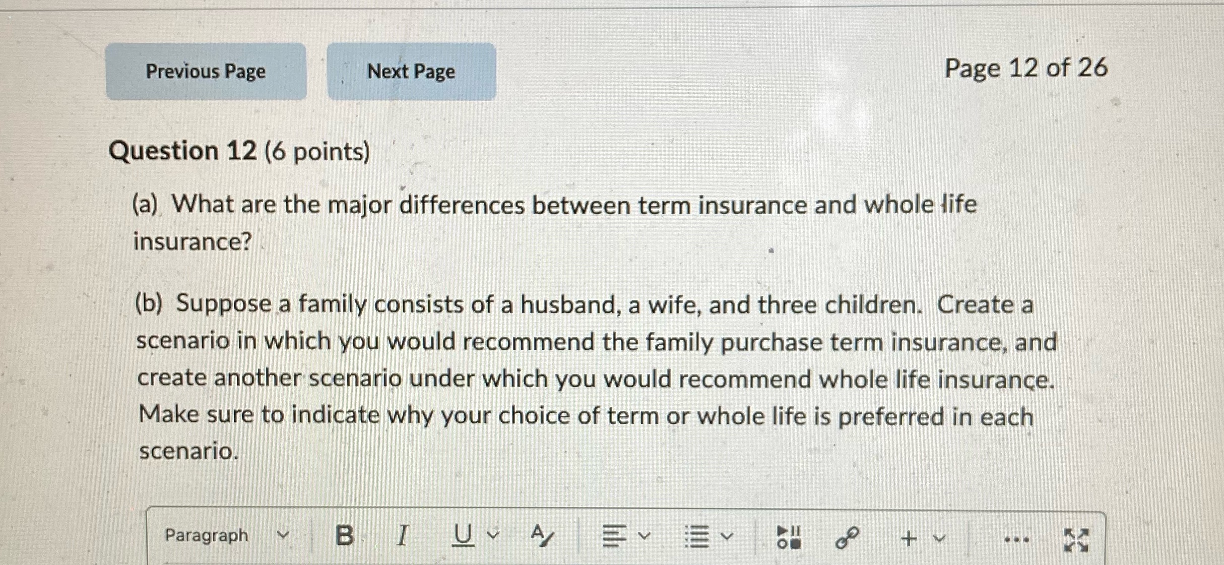 Previous Page Next Page Page 12 of 26 Question 12
