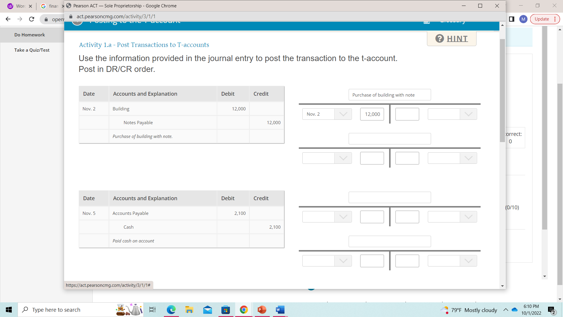 w Word X G finan x Pearson ACT - Sole