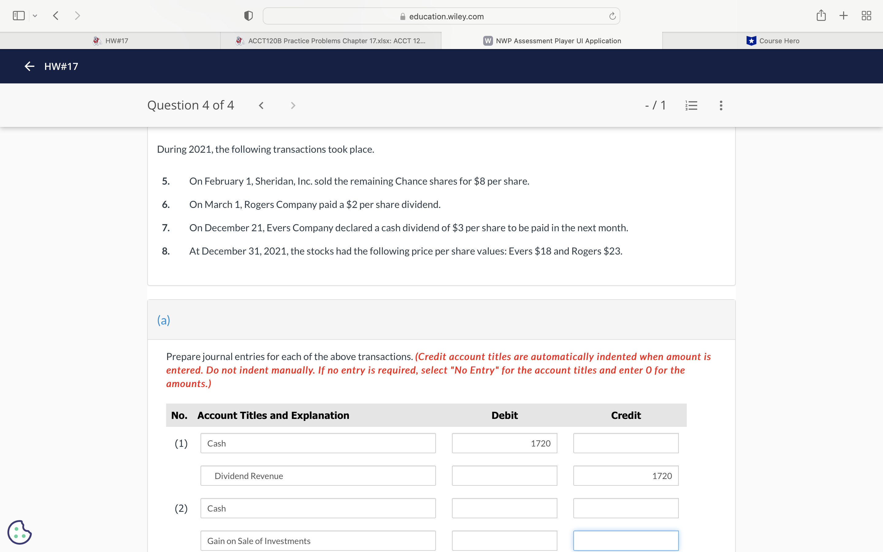 v > education.wiley.com C + 88 HW#17 ACCT120B
