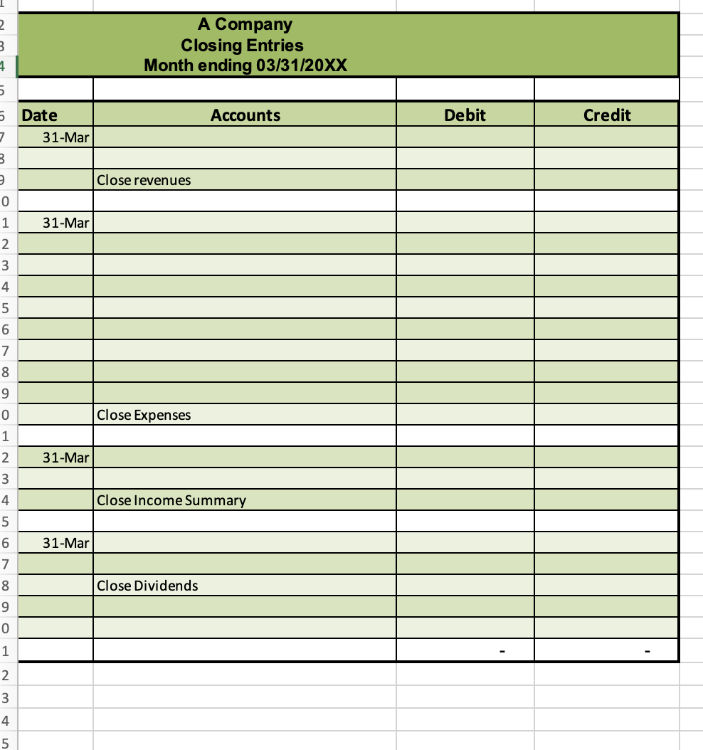 Income Statement: Prepare the income statement