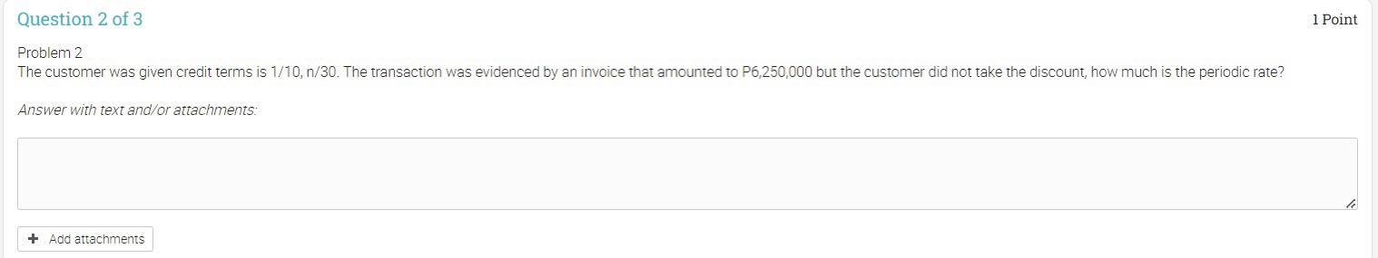 Question 1 of 3 Problem 1 Consider the given