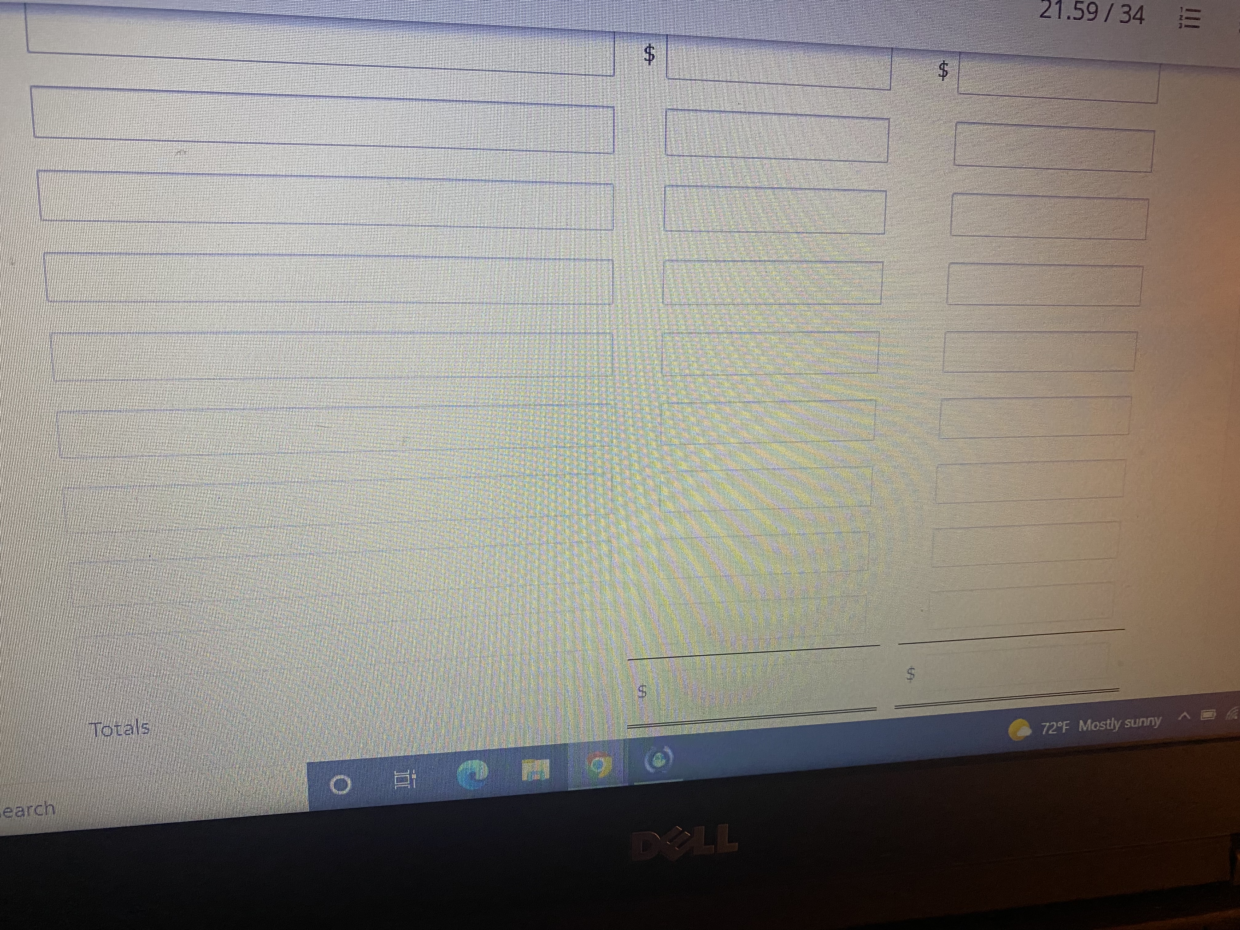 21.59 / 34 E 72"F Mostly sunny O ea DELL(C)