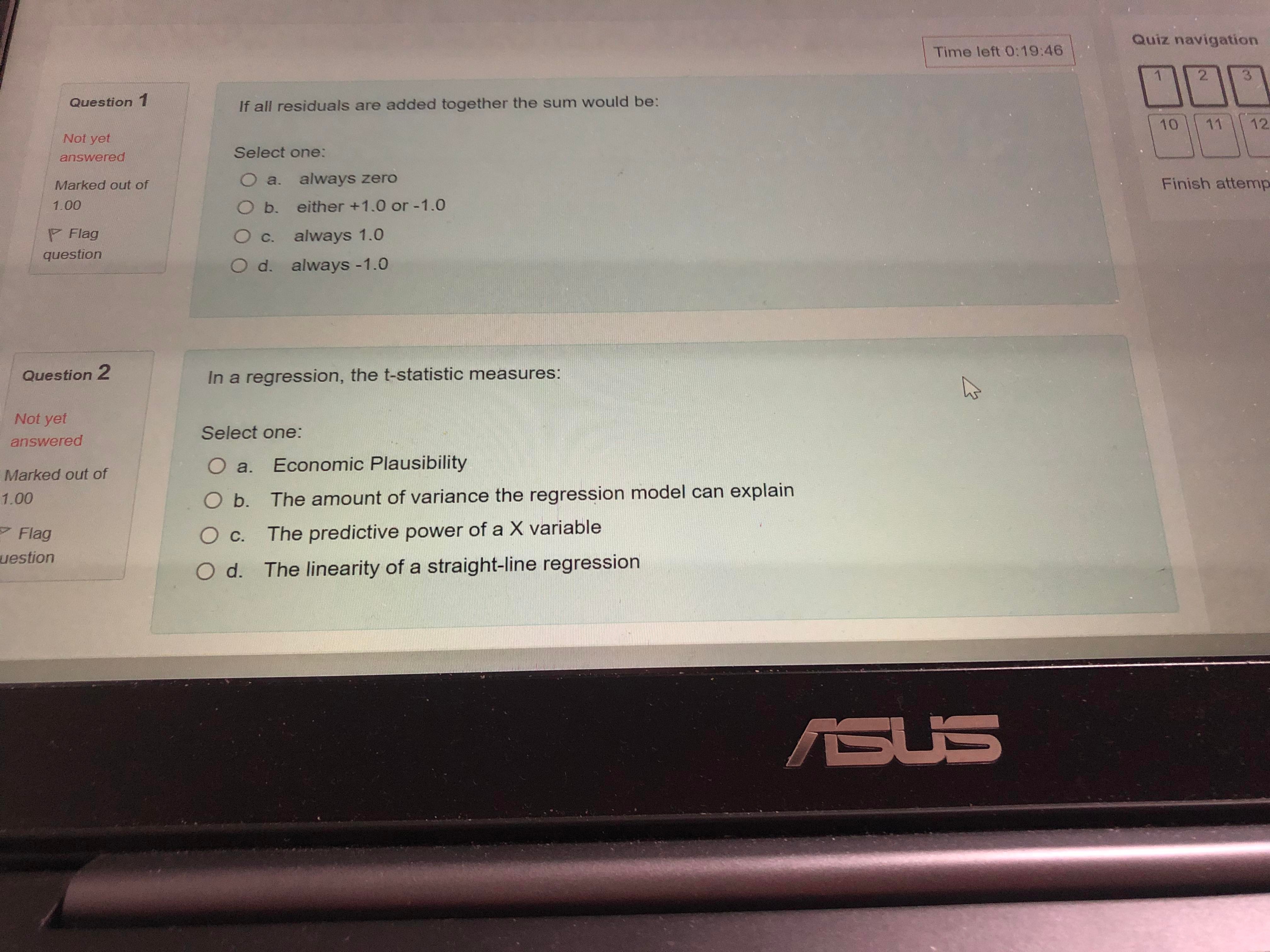 Time left 0:19:46 Quiz navigation Question 1 3 If