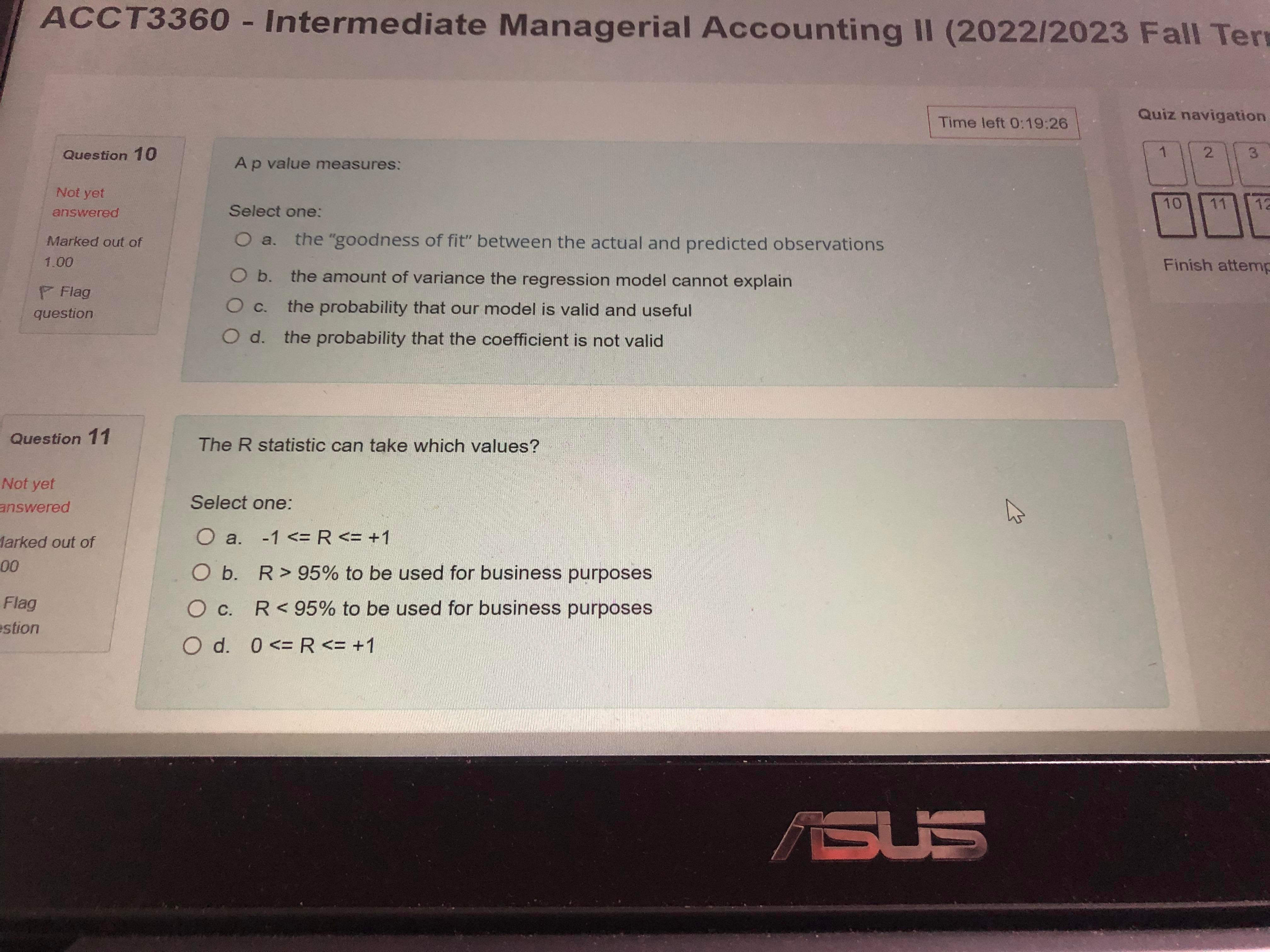 Time left 0:19:46 Quiz navigation Question 1 3 If