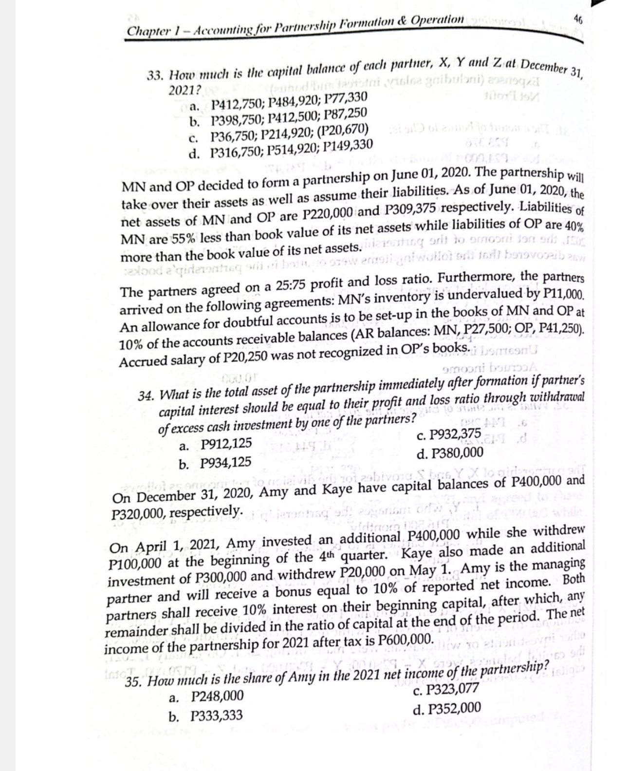 Chapter 1 - Accounting for Partnership Formation