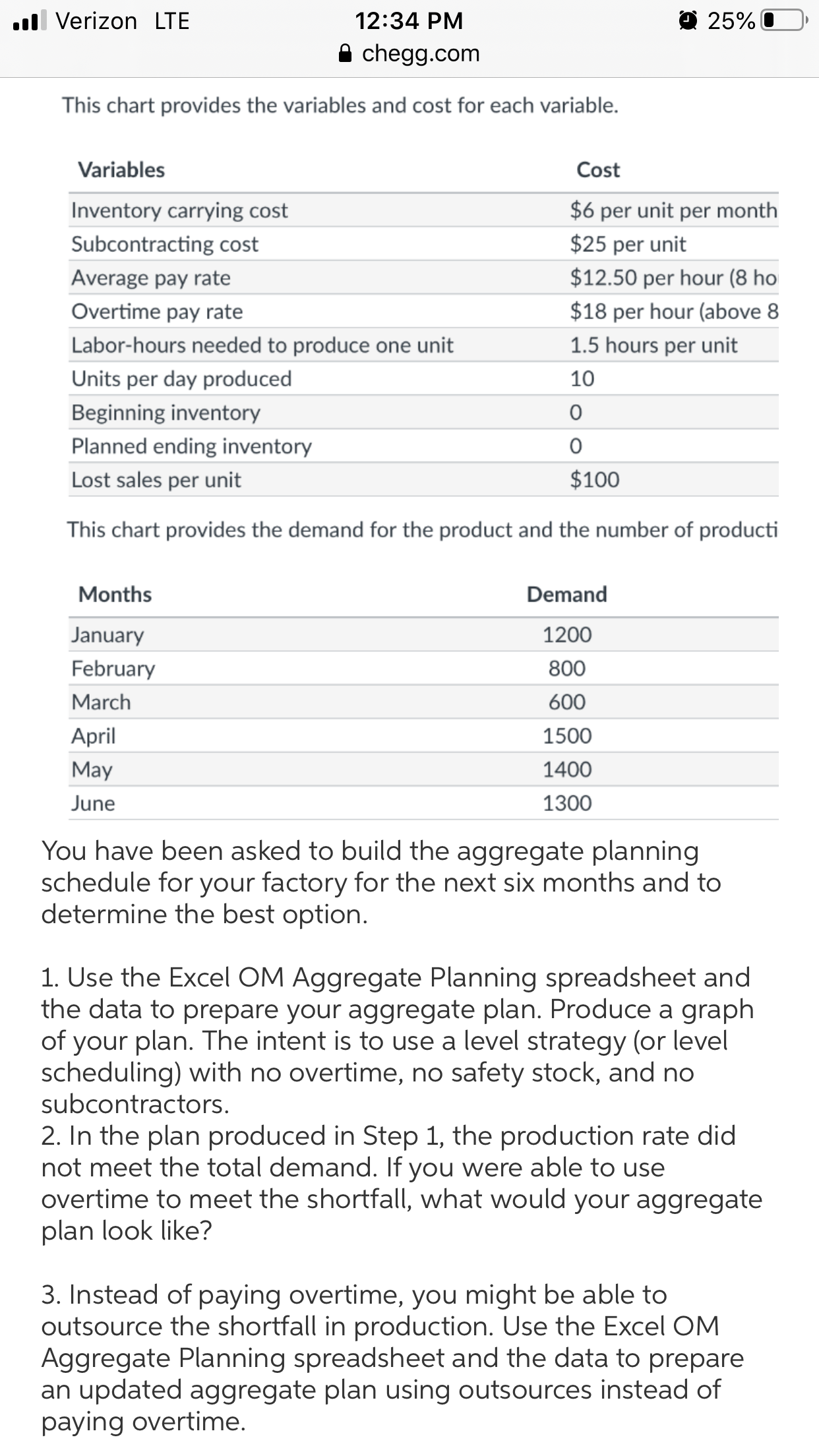 .uIIVerizon LTE 12:34 pM cheggcom a 25% E} This