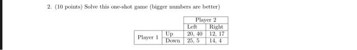 5 2. (10 points) Solve this one-shot game (bigger