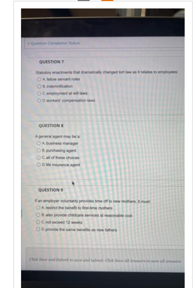 Question Completion Status QUESTION 7 Statutory