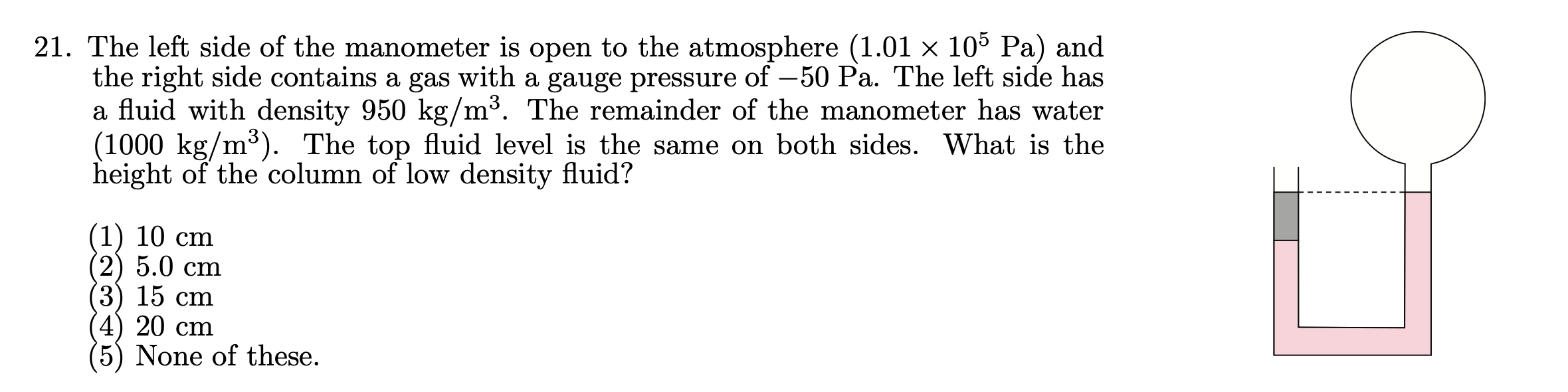 21. The left side of the manometer is open to the
