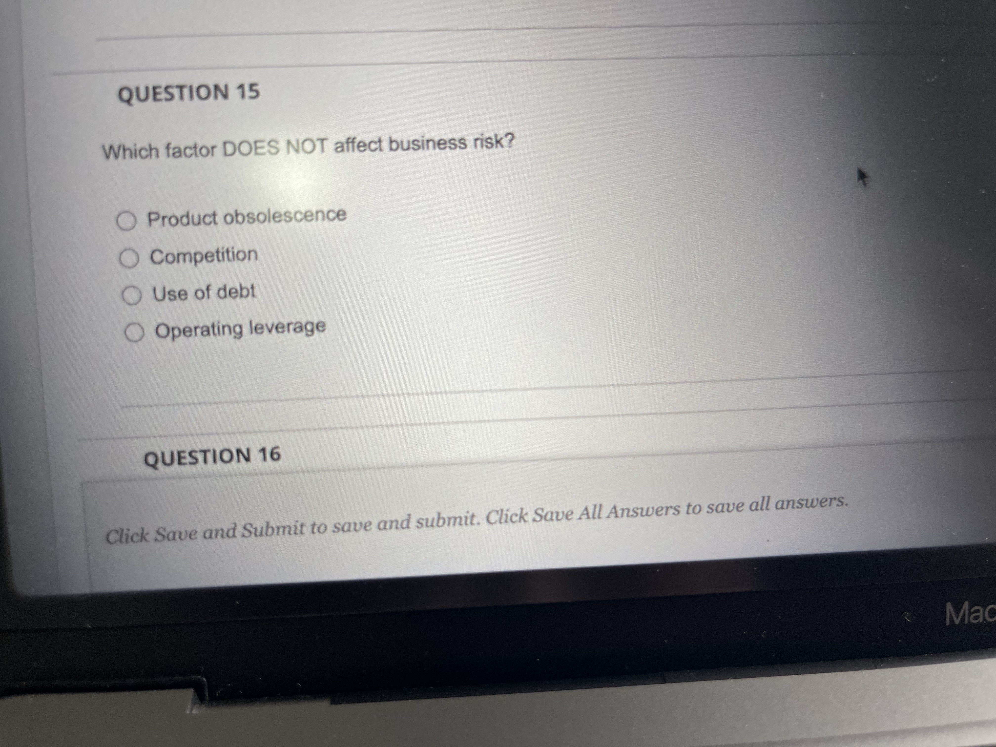 \fQUESTION 15 Which factor DOES NOT affect