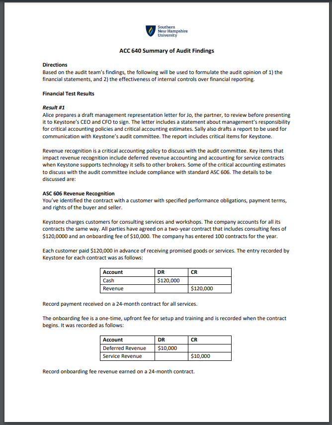 ACC 640 Project Two Guidelines and Rubric